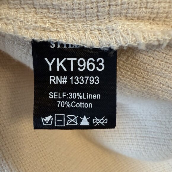 POL Anthropologie Oversized Shirt Women L Lace Long Balloon Sleeve Button Pearl - Picture 6 of 9